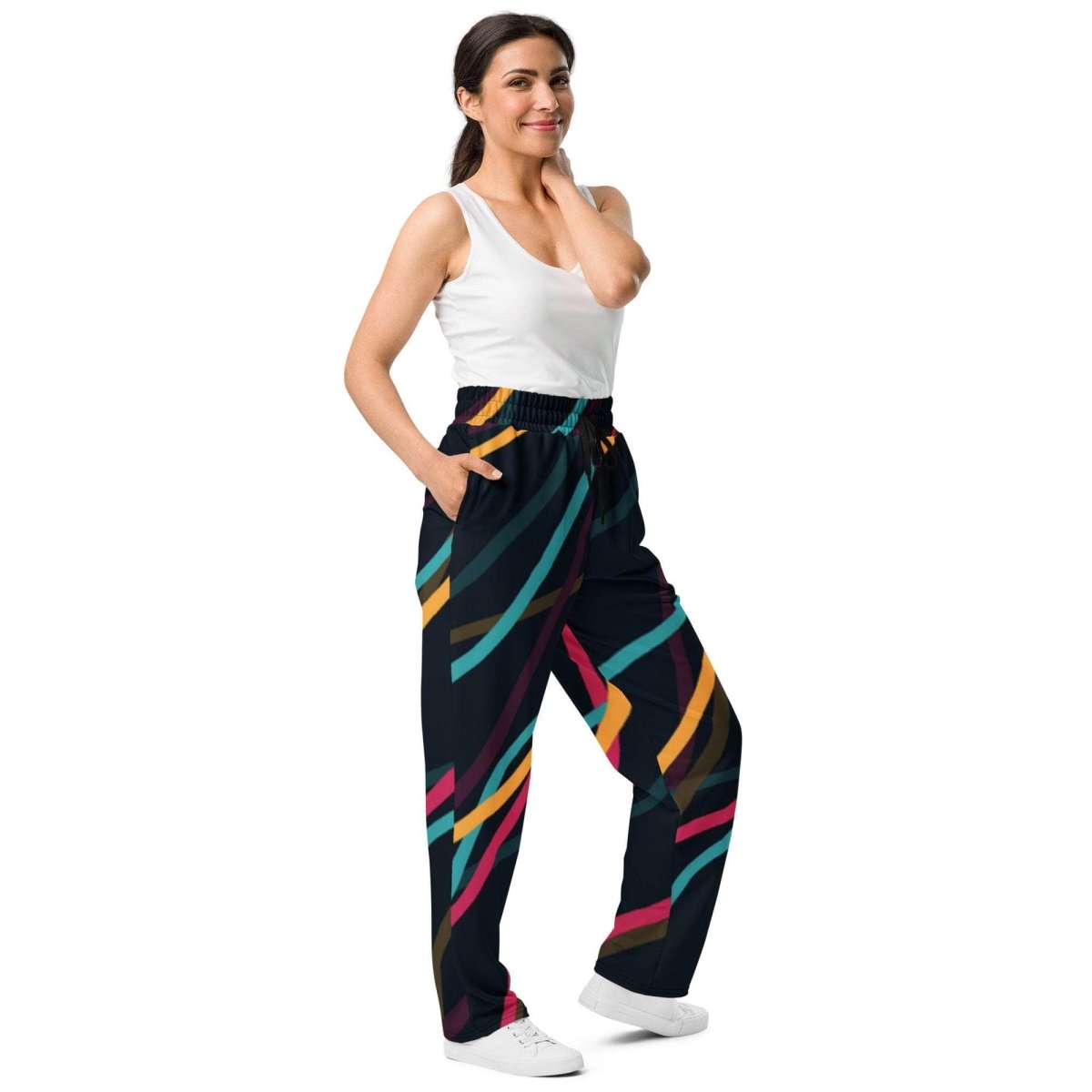 Neon Currents Wide-leg joggers - unik.fashion