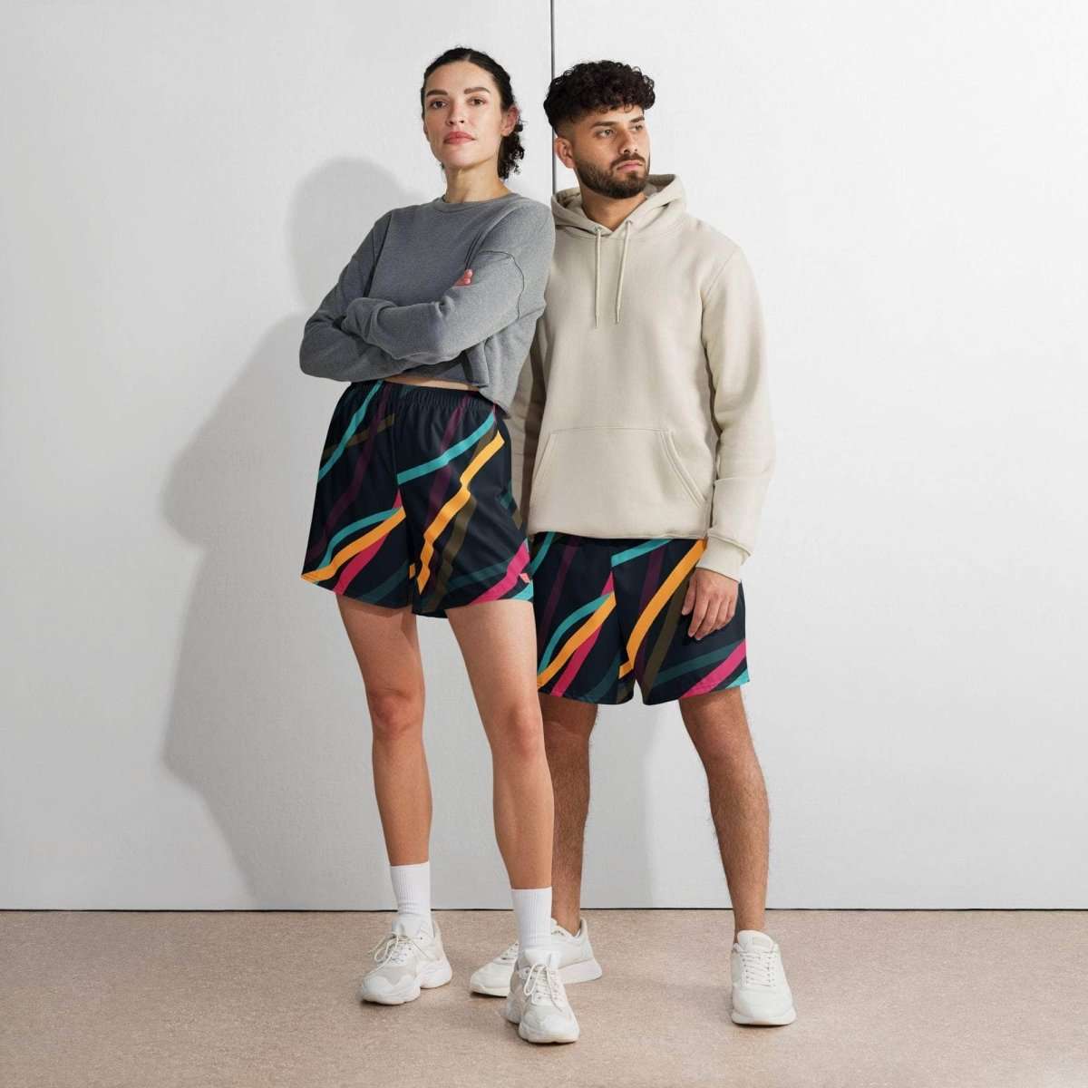 Neon Currents Long Shorts - unik.fashion