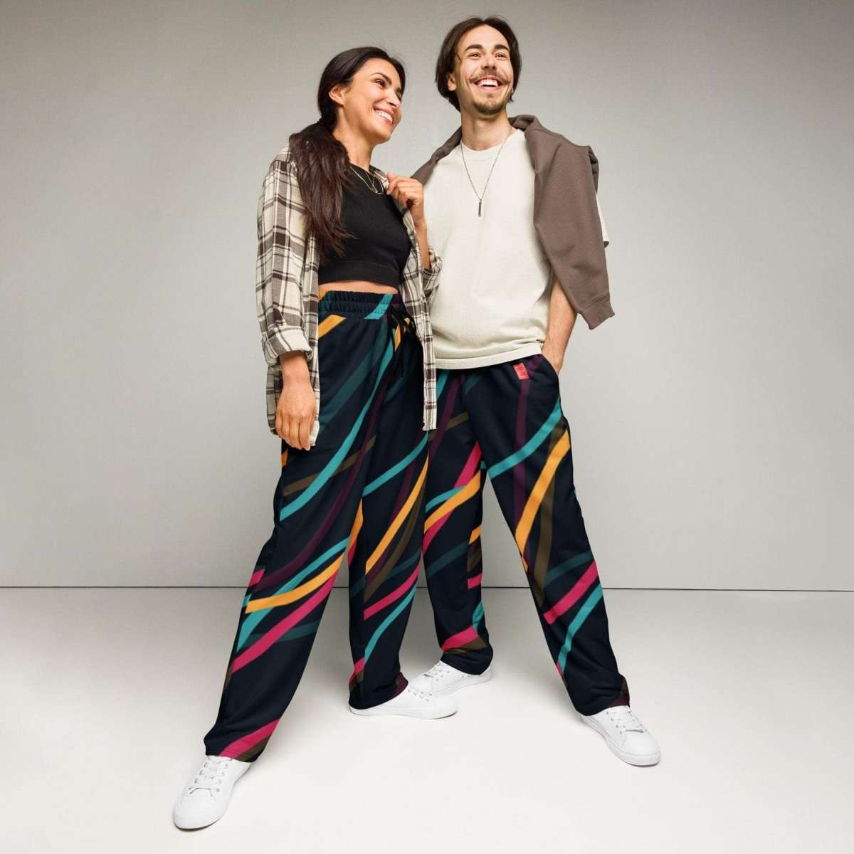 Neon Currents Wide-leg joggers - unik.fashion