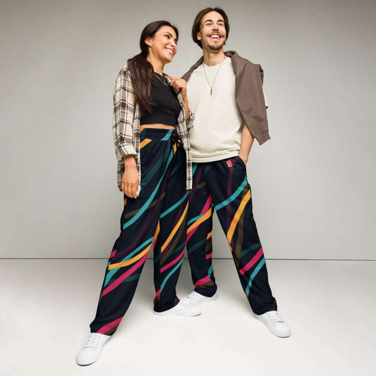 Neon Currents Wide-leg joggers - unik.fashion
