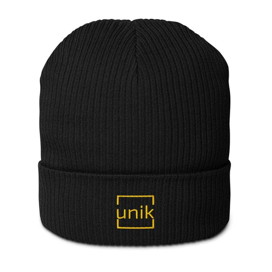 unik.fashion Black Clean ribbed beanie