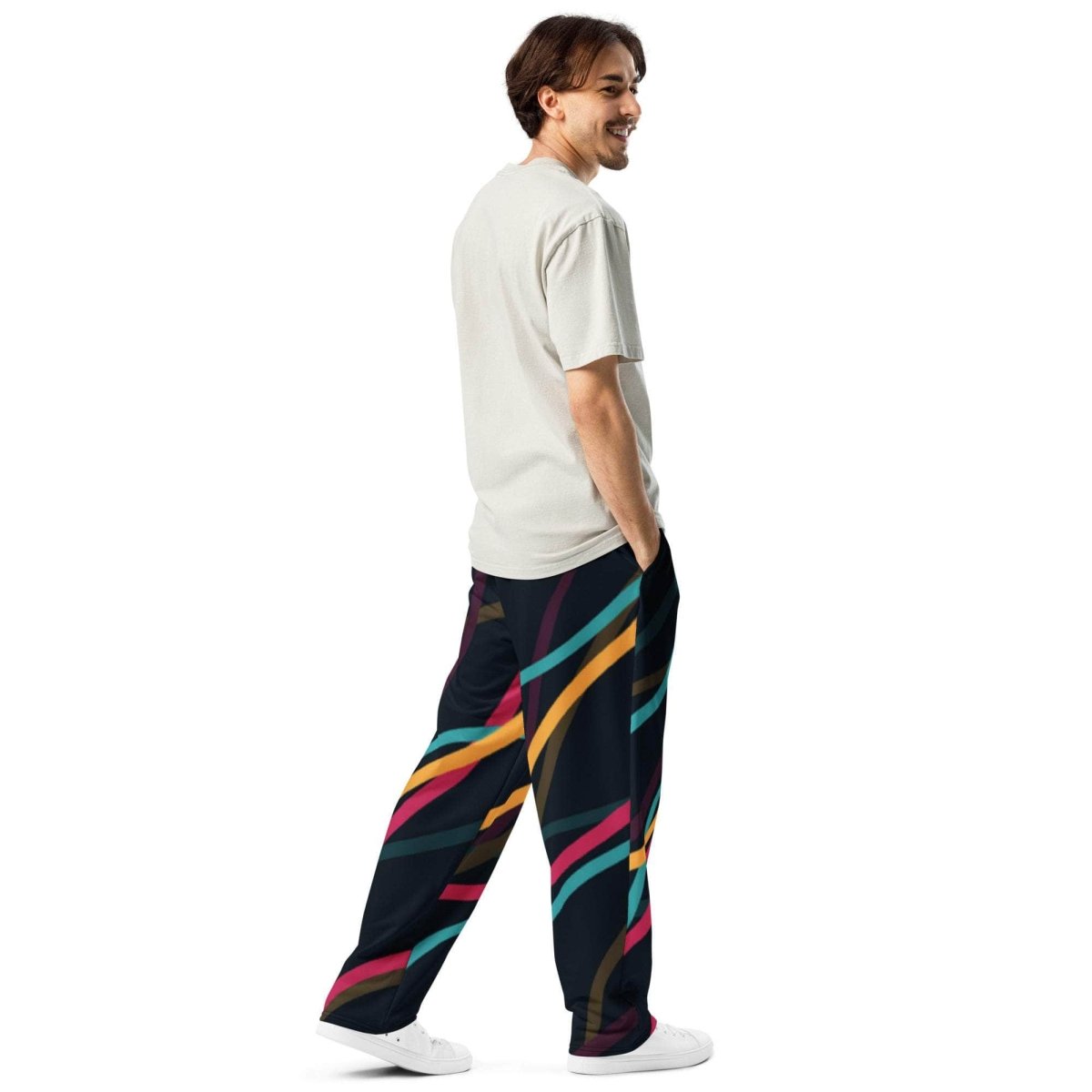 Neon Currents Wide-leg joggers - unik.fashion